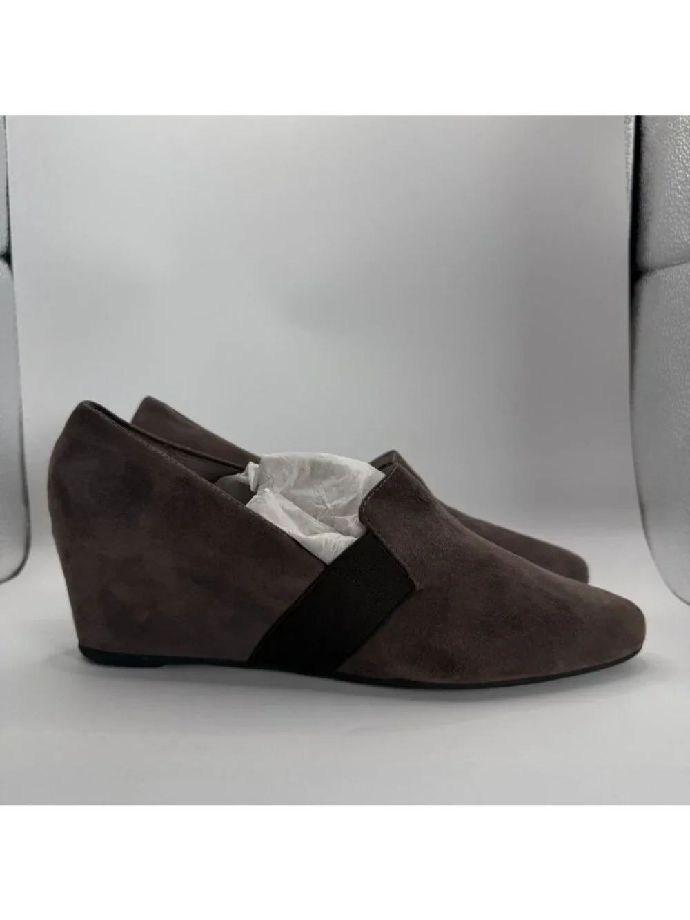 Aquatalia Brown Suede Wedge Shoes Size 8 Made In Italy